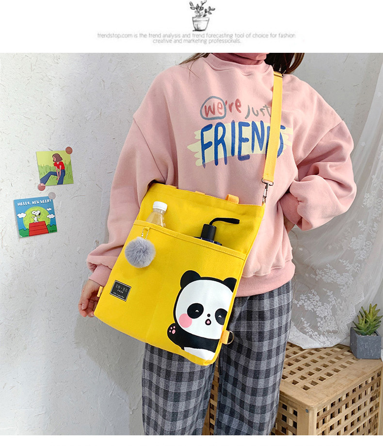 Canvas Bag Female 2021 New Trendy Cute Japanese Large Capacity Student Leisure Portable Crossbody Three-Use Women Bag