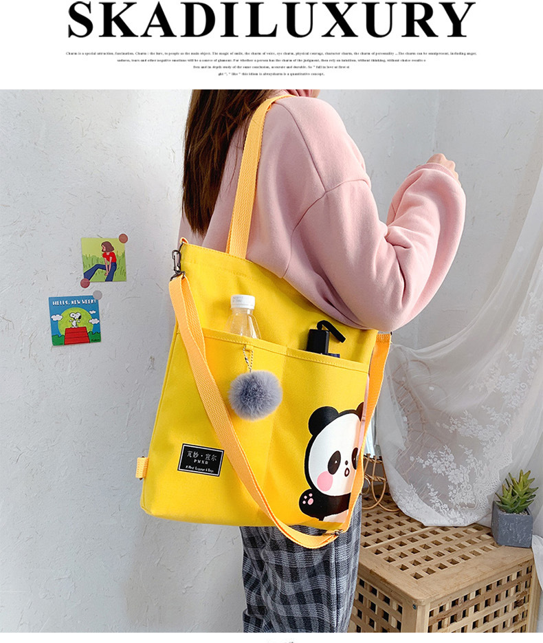 Canvas Bag Female 2021 New Trendy Cute Japanese Large Capacity Student Leisure Portable Crossbody Three-Use Women Bag