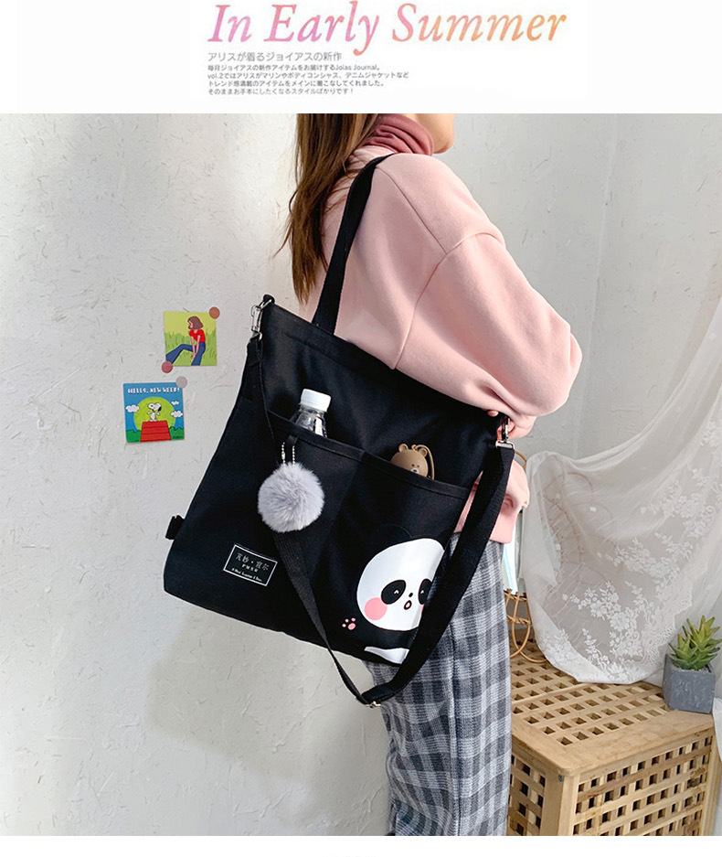 Canvas Bag Female 2021 New Trendy Cute Japanese Large Capacity Student Leisure Portable Crossbody Three-Use Women Bag