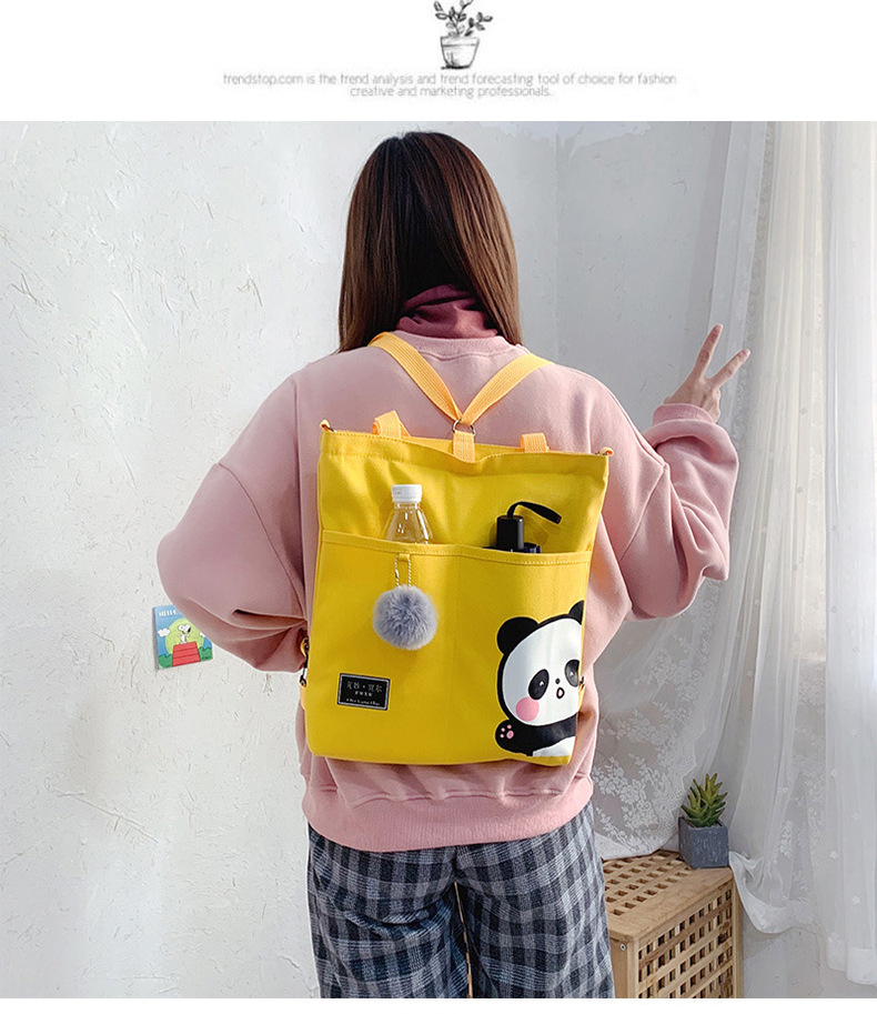 Canvas Bag Female 2021 New Trendy Cute Japanese Large Capacity Student Leisure Portable Crossbody Three-Use Women Bag