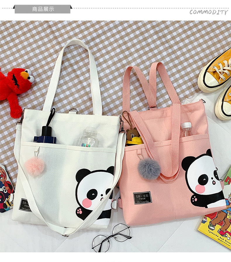 Canvas Bag Female 2021 New Trendy Cute Japanese Large Capacity Student Leisure Portable Crossbody Three-Use Women Bag