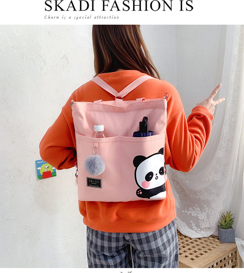Canvas Bag Female 2021 New Trendy Cute Japanese Large Capacity Student Leisure Portable Crossbody Three-Use Women Bag