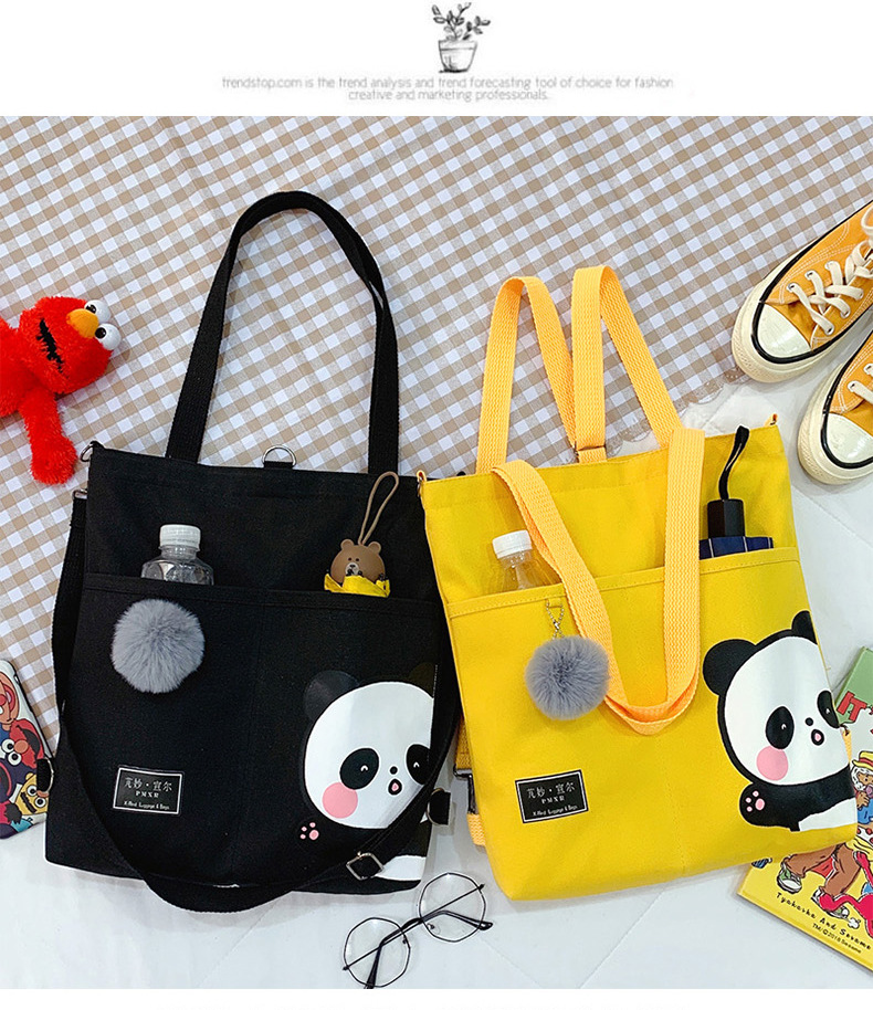Canvas Bag Female 2021 New Trendy Cute Japanese Large Capacity Student Leisure Portable Crossbody Three-Use Women Bag