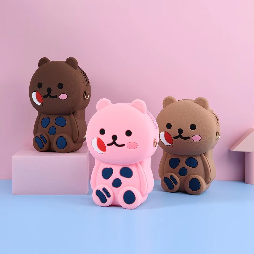 Cute Silicone Coin Purse Small Wallet Crossbody Card Holder with Zipper and Shoulder Strap Cute Silicone Coin Purse Small Wallet Crossbody Card Holder with Zipper and Shoulder Strap