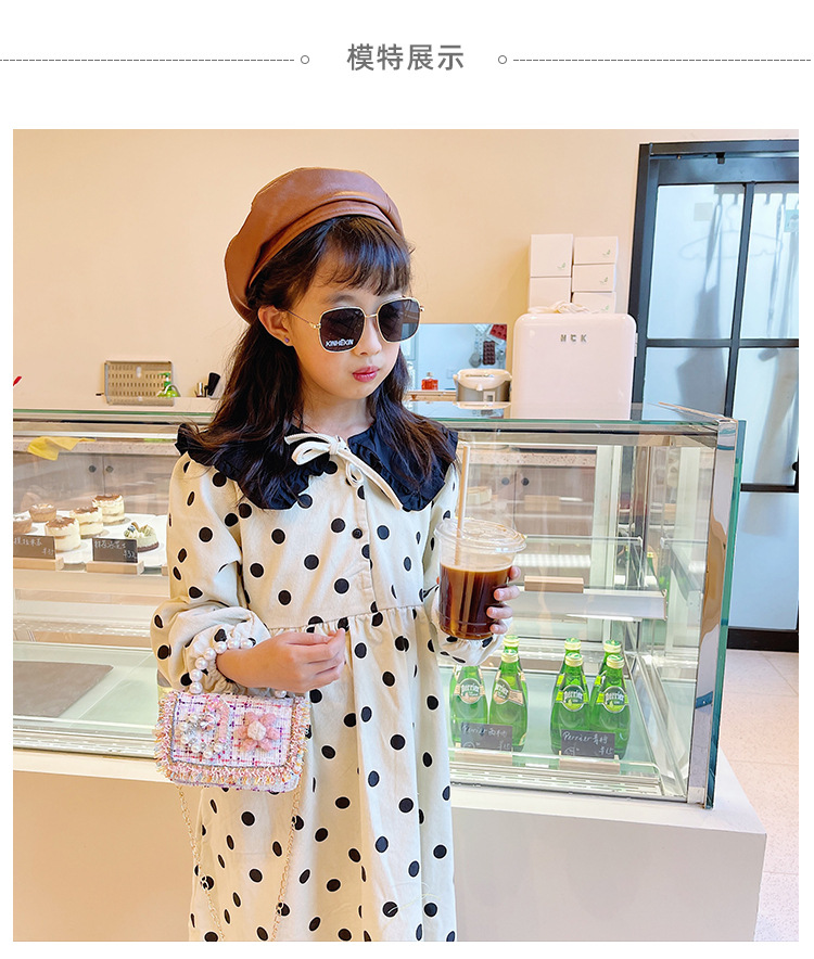 New Princess Bag Cute Little Girl Pearl Hand Bag Cartoon Decorative Crossbody Bag Children Coin Purse Shoulder Bag