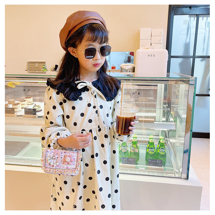 New Princess Bag Cute Little Girl Pearl Hand Bag Cartoon Decorative Crossbody Bag Children Coin Purse Shoulder Bag