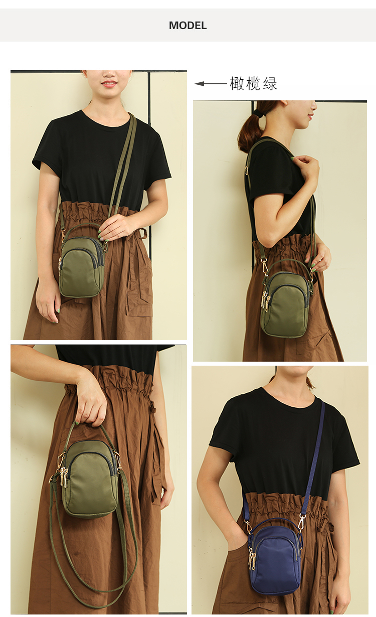 Three-Layer Zipper Crossbody Pouch 2021 Net Red Cloth Bag Portable Crossbody Large Screen Mobile Phone Coin Purse Walking Cloth Bag
