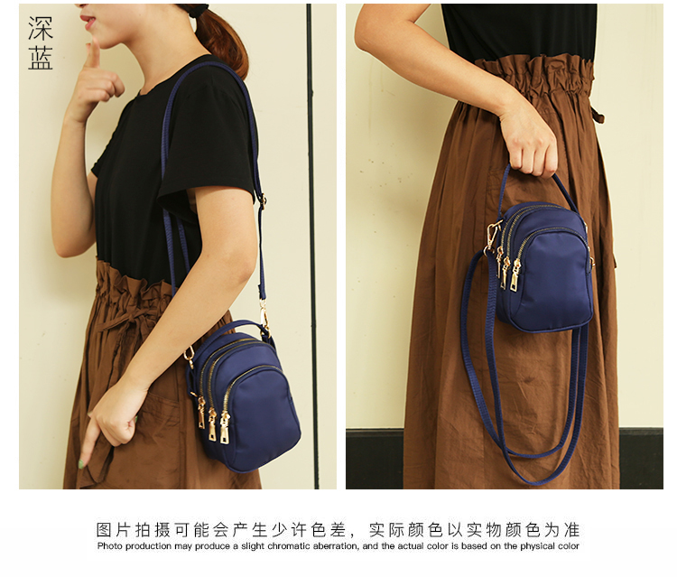 Three-Layer Zipper Crossbody Pouch 2021 Net Red Cloth Bag Portable Crossbody Large Screen Mobile Phone Coin Purse Walking Cloth Bag