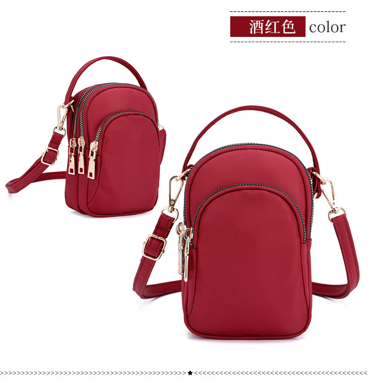 Three-Layer Zipper Crossbody Pouch 2021 Net Red Cloth Bag Portable Crossbody Large Screen Mobile Phone Coin Purse Walking Cloth Bag