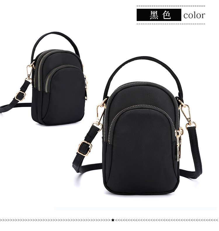 Three-Layer Zipper Crossbody Pouch 2021 Net Red Cloth Bag Portable Crossbody Large Screen Mobile Phone Coin Purse Walking Cloth Bag