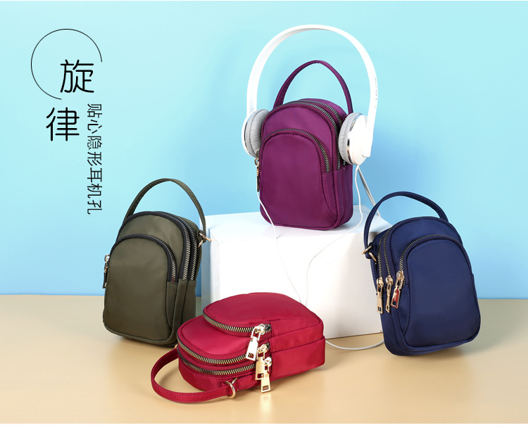 Three-Layer Zipper Crossbody Pouch 2021 Net Red Cloth Bag Portable Crossbody Large Screen Mobile Phone Coin Purse Walking Cloth Bag