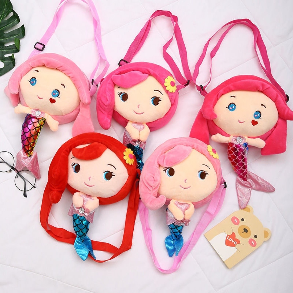 Mermaid Plush School Bag Satchel Cartoon Children's Bags Mobile Phone Bag Coin Purse Luggage