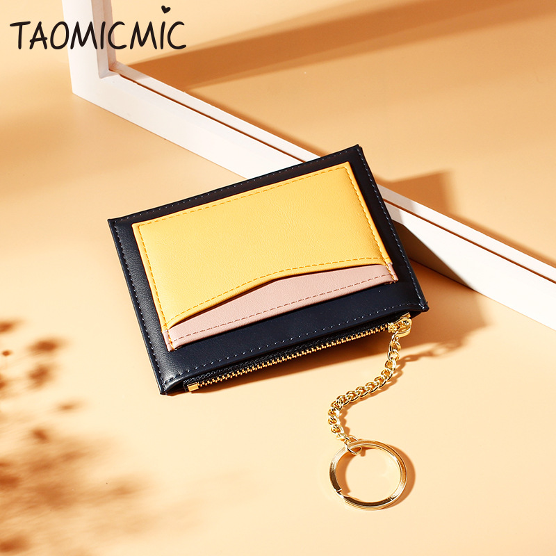 Kai KoreanStyle Stitching Women&#039;s Wallet Multiple Card Slots Zip Card Package Keychain Small Wallet Women&#039;s Coin Purse