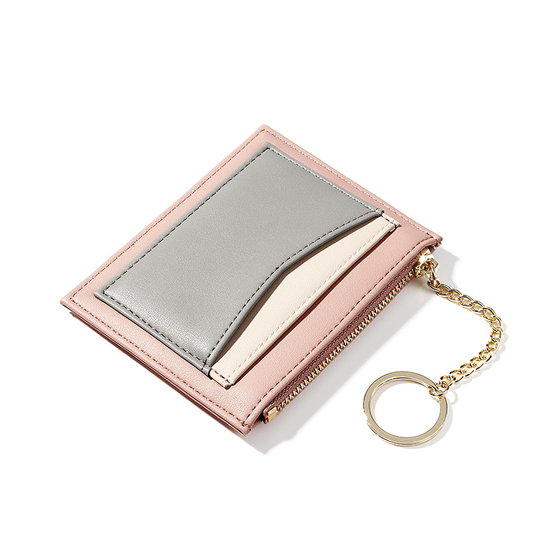 Kai KoreanStyle Stitching Women&#039;s Wallet Multiple Card Slots Zip Card Package Keychain Small Wallet Women&#039;s Coin Purse
