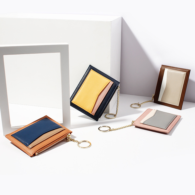 Kai KoreanStyle Stitching Women&#039;s Wallet Multiple Card Slots Zip Card Package Keychain Small Wallet Women&#039;s Coin Purse