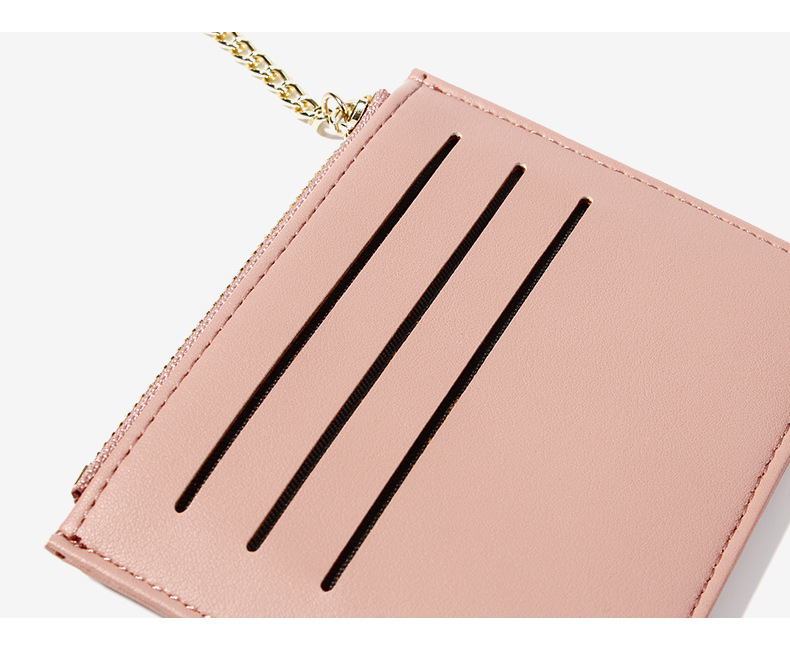 Kai KoreanStyle Stitching Women's Wallet Multiple Card Slots Zip Card Package Keychain Small Wallet Women's Coin Purse