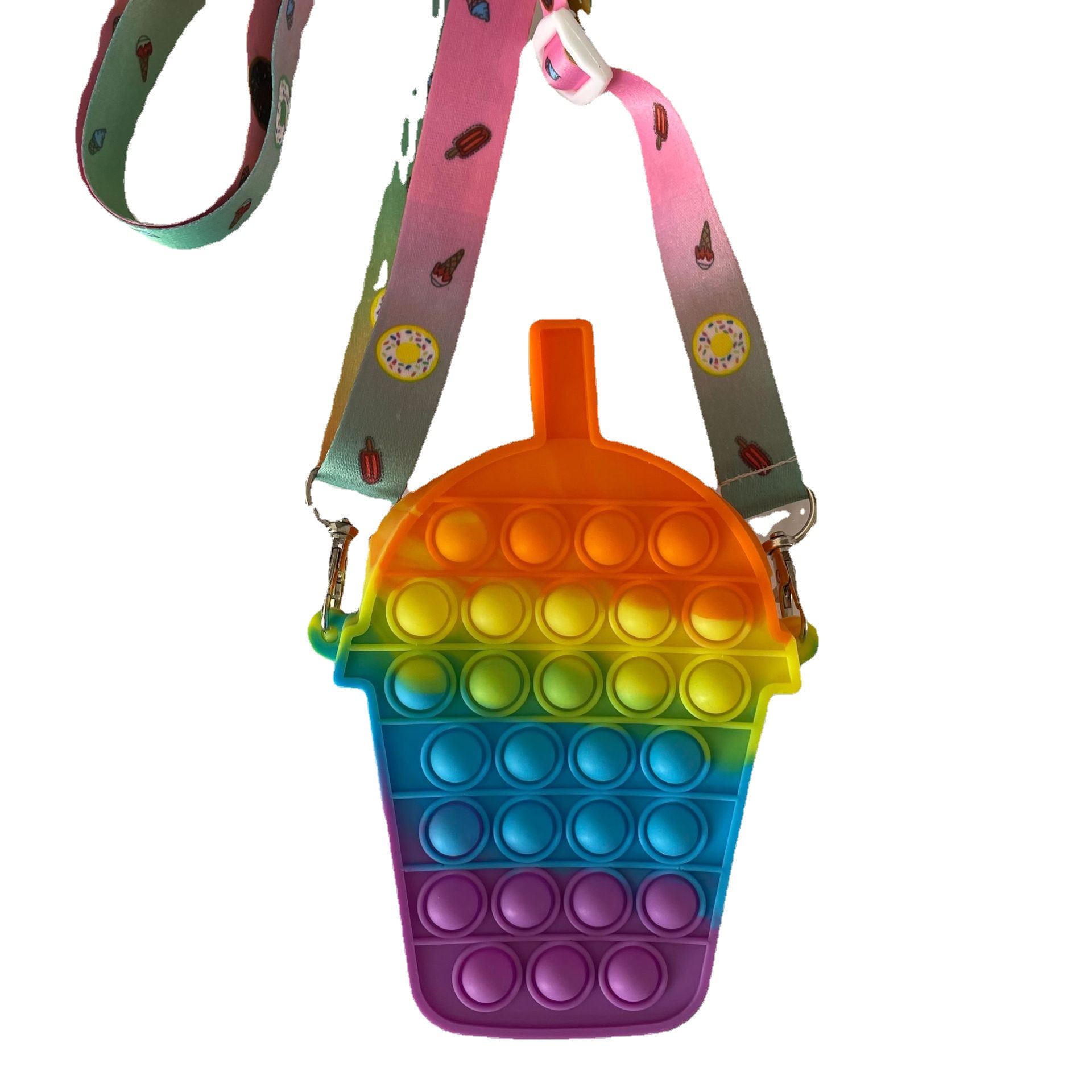 New Deratization Pioneer Silicone Bag Decompression Bag Deratization Pioneer Bag Coin Purse Double-Sided Bubble Milk Tea Crossbody Bag