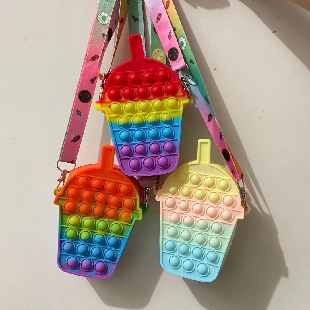 New Deratization Pioneer Silicone Bag Decompression Bag Deratization Pioneer Bag Coin Purse Double-Sided Bubble Milk Tea Crossbody Bag