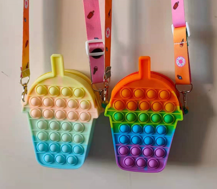 New Deratization Pioneer Silicone Bag Decompression Bag Deratization Pioneer Bag Coin Purse Double-Sided Bubble Milk Tea Crossbody Bag