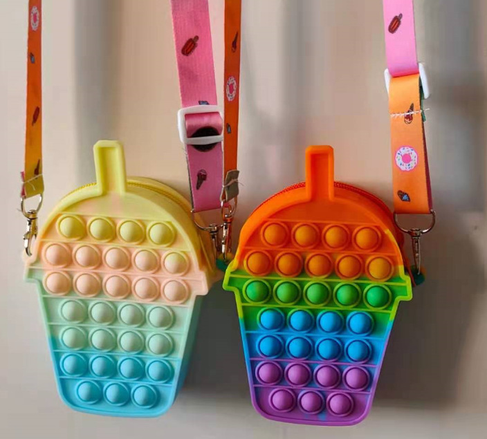 New Deratization Pioneer Silicone Bag Decompression Bag Deratization Pioneer Bag Coin Purse Double-Sided Bubble Milk Tea Crossbody Bag