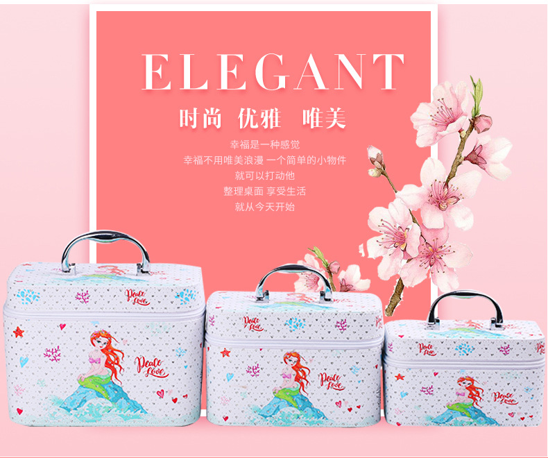 Cosmetic Bag Large Capacity Waterproof Skin Care Products Toiletries Storage Box Portable Korean Portable Pu Cosmetic Case