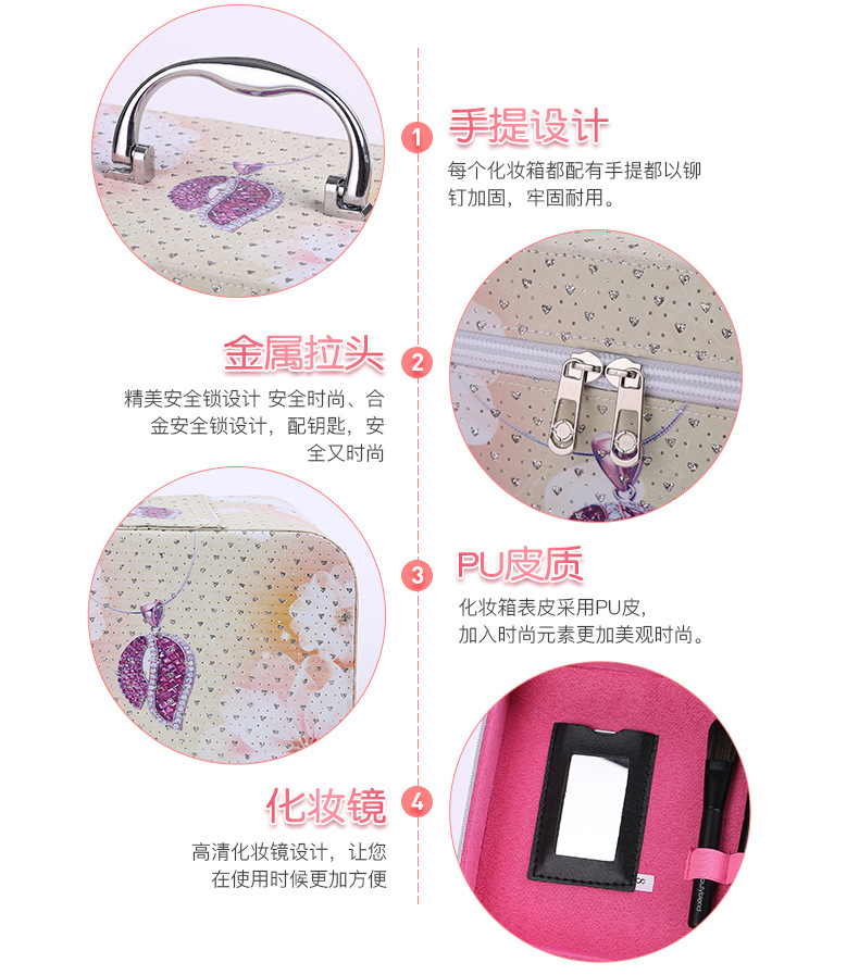 Cosmetic Bag Large Capacity Waterproof Skin Care Products Toiletries Storage Box Portable Korean Portable Pu Cosmetic Case