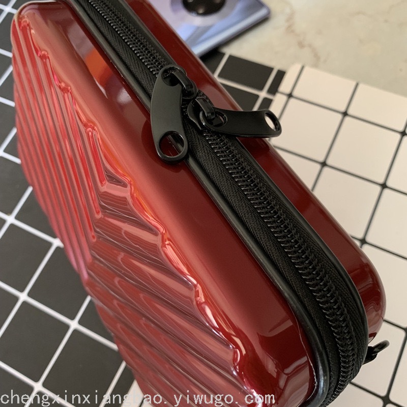 New V Pattern Pc Hard Case Storage Cosmetic Bag Luggage Portable Travel Cosmetic Case Crossbody Shoulder Bag