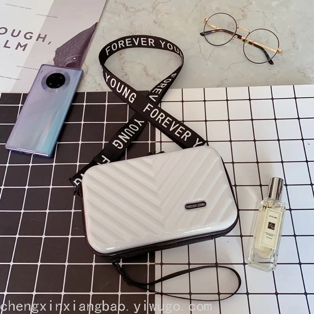 New V Pattern Pc Hard Case Storage Cosmetic Bag Luggage Portable Travel Cosmetic Case Crossbody Shoulder Bag