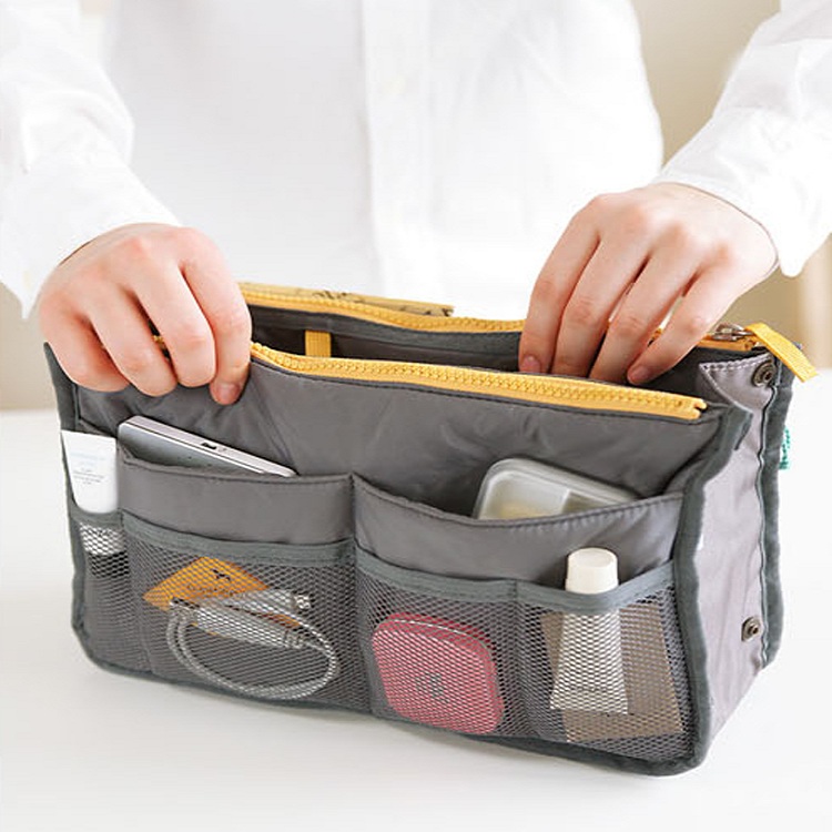 South Korean version with double zipper cosmetic bag desk storige bag
