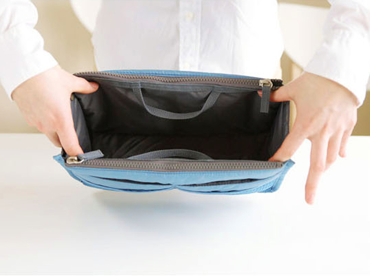 South Korean version with double zipper cosmetic bag desk storige bag