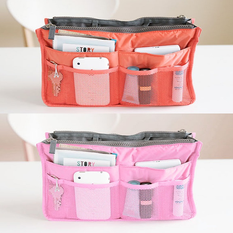 South Korean version with double zipper cosmetic bag desk storige bag