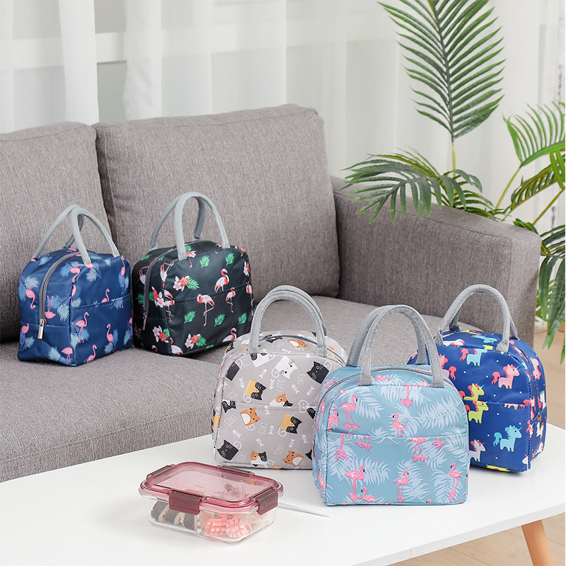 New Printed Lunch Box Bag Outdoor Thickened Winter Warm Insulated Bag Cartoon Cute Pet Lunch Bag for Work