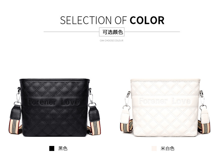 Cross-Border Genuine Leather Women's Bag Embroidery Thread Small Chanel-Style Bag Bucket Bag 2022 Trendy Fashion First Layer Leather One-Shoulder Messenger Bag