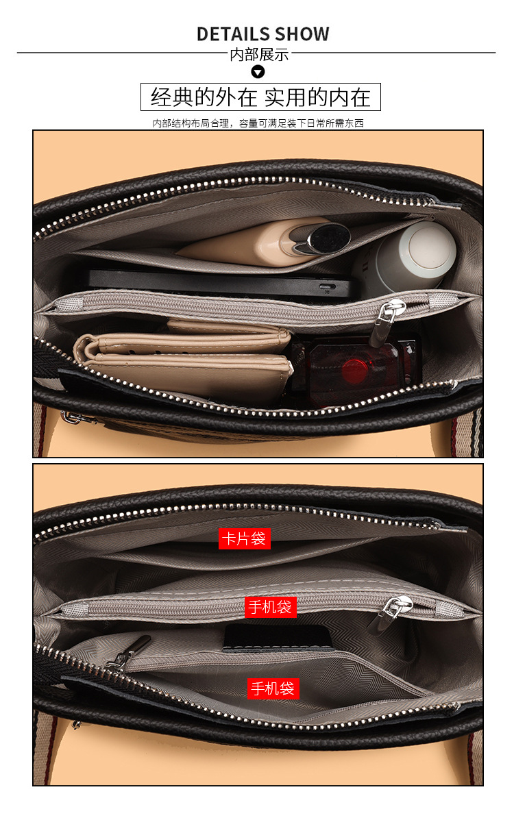 Cross-Border Genuine Leather Women's Bag Embroidery Thread Small Chanel-Style Bag Bucket Bag 2022 Trendy Fashion First Layer Leather One-Shoulder Messenger Bag
