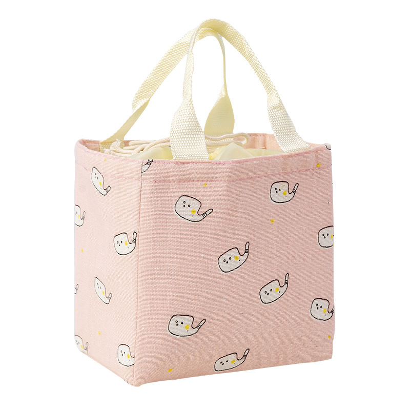 Korean Imitation Linen Drawstring Insulated Bag Thick Aluminum Foil Lunch Box Portable Men and Women Student Lunch Box Bag