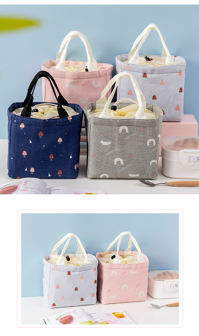 Korean Imitation Linen Drawstring Insulated Bag Thick Aluminum Foil Lunch Box Portable Men and Women Student Lunch Box Bag Korean Imitation Linen Drawstring Insulated Bag Thick Aluminum Foil Lunch Box Portable Men and Women Student Lunch Box Bag