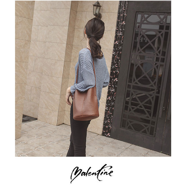 New Bucket Bag Pleated Messenger Bag Shopping Pu Women's Bag 2020 Korean Style Bag Women's Shoulder Bag