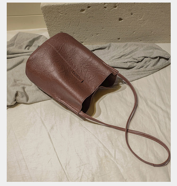 New Bucket Bag Pleated Messenger Bag Shopping Pu Women's Bag 2020 Korean Style Bag Women's Shoulder Bag