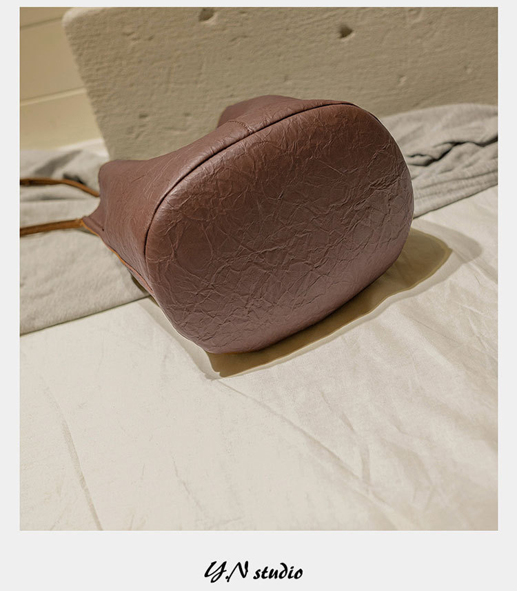 New Bucket Bag Pleated Messenger Bag Shopping Pu Women's Bag 2020 Korean Style Bag Women's Shoulder Bag