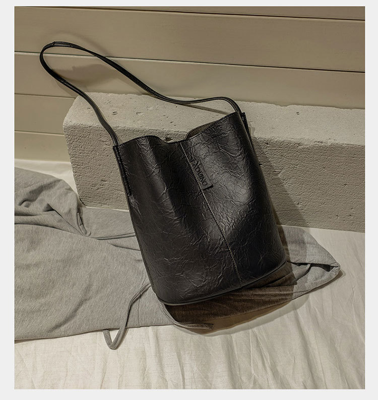 New Bucket Bag Pleated Messenger Bag Shopping Pu Women's Bag 2020 Korean Style Bag Women's Shoulder Bag