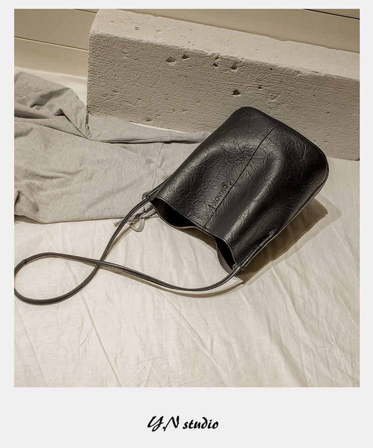 New Bucket Bag Pleated Messenger Bag Shopping Pu Women's Bag 2020 Korean Style Bag Women's Shoulder Bag