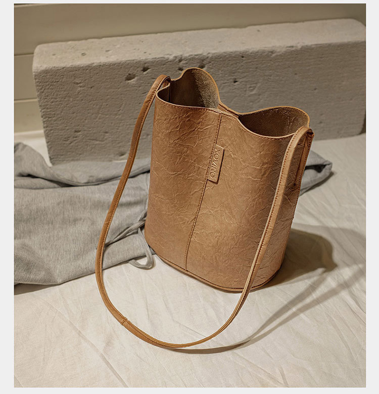 New Bucket Bag Pleated Messenger Bag Shopping Pu Women's Bag 2020 Korean Style Bag Women's Shoulder Bag