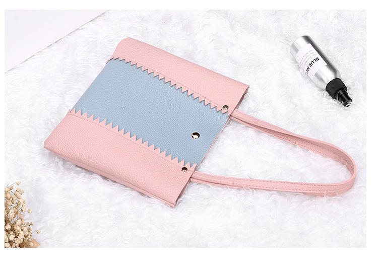 Women's Bag 2021 New Lychee Pattern Contrast Color Handbag Bucket Bag Fashion Casual Simple Shopping Bag Gift Bag