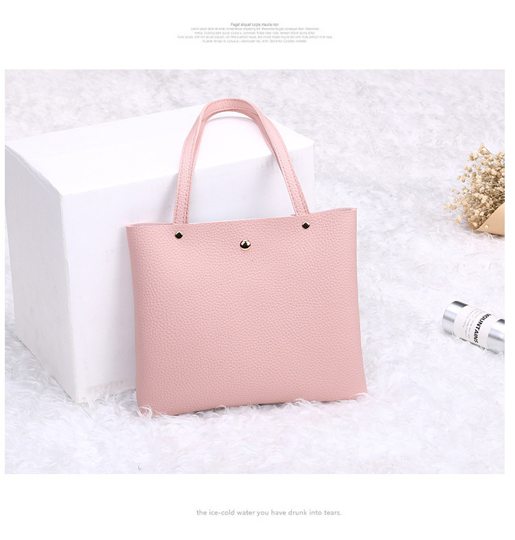 Women's Bag 2021 New Lychee Pattern Contrast Color Handbag Bucket Bag Fashion Casual Simple Shopping Bag Gift Bag