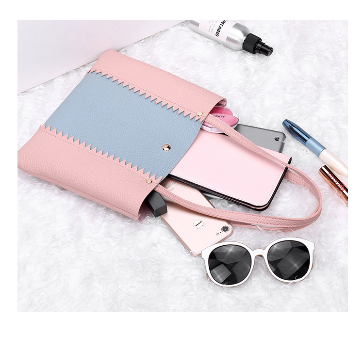 Women's Bag 2021 New Lychee Pattern Contrast Color Handbag Bucket Bag Fashion Casual Simple Shopping Bag Gift Bag