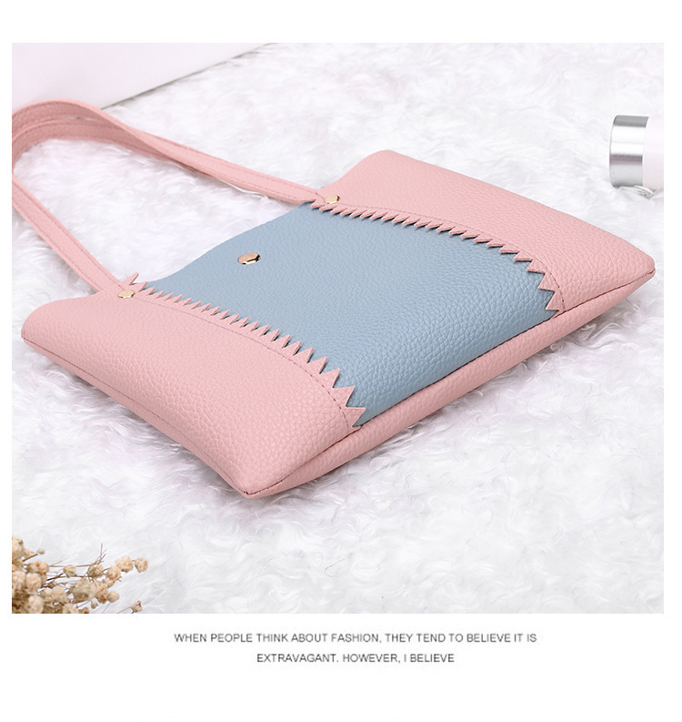 Women's Bag 2021 New Lychee Pattern Contrast Color Handbag Bucket Bag Fashion Casual Simple Shopping Bag Gift Bag