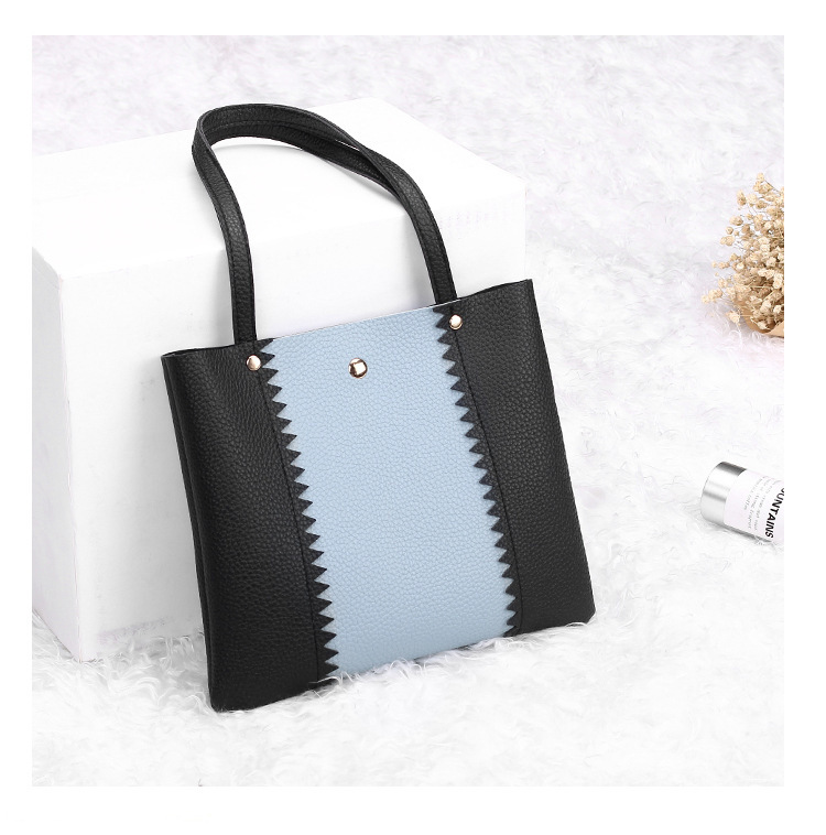 Women's Bag 2021 New Lychee Pattern Contrast Color Handbag Bucket Bag Fashion Casual Simple Shopping Bag Gift Bag