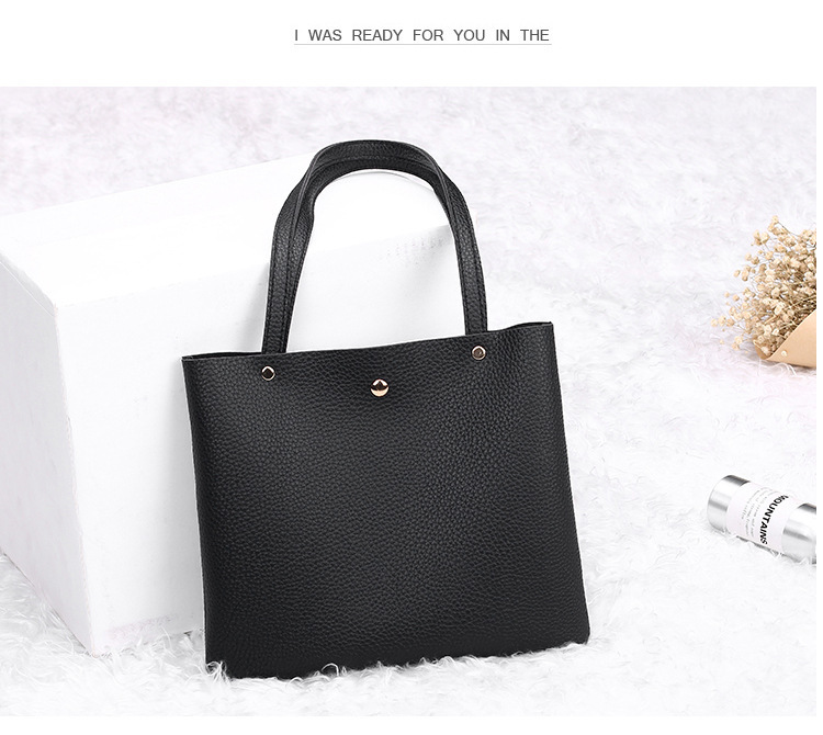Women's Bag 2021 New Lychee Pattern Contrast Color Handbag Bucket Bag Fashion Casual Simple Shopping Bag Gift Bag