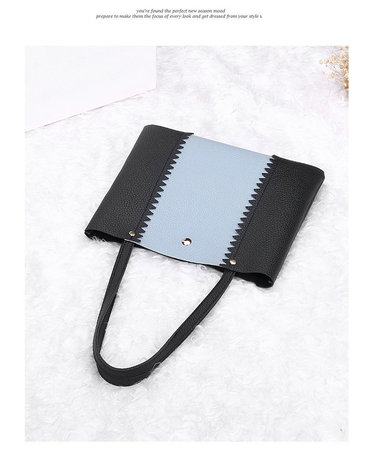 Women's Bag 2021 New Lychee Pattern Contrast Color Handbag Bucket Bag Fashion Casual Simple Shopping Bag Gift Bag