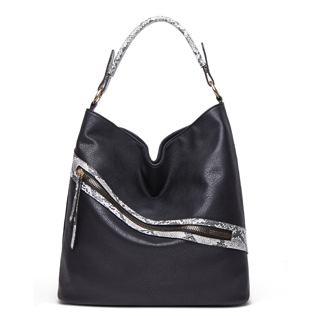 Foreign Trade 2021 Spring/Summer New Bucket Bag Snake Pattern Shoulder Bag Portable Big Bag European and American Fashion Women&#039;s Underarm Bag